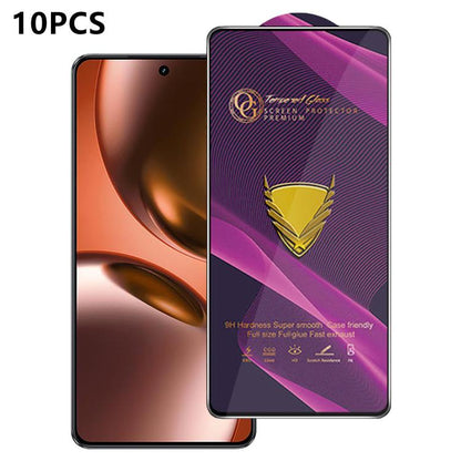 10pcs OG Purple Large-Arc Anti-Static High-Alumina Screen-Printed HD Tempered Glass Film, For Realme C100i 4G, For Realme C100x 4G, For Realme C100 5G, For Realme Narzo 100 Lite 5G, For Realme P4 Lite 5G, For Realme Note 80 4G, For Realme C83 5G       ...