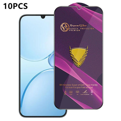 10pcs OG Purple Large-Arc Anti-Static High-Alumina Screen-Printed HD Tempered Glass Film, For Realme C100i 4G, For Realme C100x 4G, For Realme C100 5G, For Realme Narzo 100 Lite 5G, For Realme P4 Lite 5G, For Realme Note 80 4G, For Realme C83 5G       ...