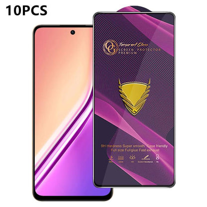 10pcs OG Purple Large-Arc Anti-Static High-Alumina Screen-Printed HD Tempered Glass Film, For Realme C100i 4G, For Realme C100x 4G, For Realme C100 5G, For Realme Narzo 100 Lite 5G, For Realme P4 Lite 5G, For Realme Note 80 4G, For Realme C83 5G       ...