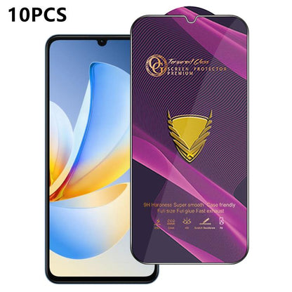 10pcs OG Purple Large-Arc Anti-Static High-Alumina Screen-Printed HD Tempered Glass Film, For Realme C100i 4G, For Realme C100x 4G, For Realme C100 5G, For Realme Narzo 100 Lite 5G, For Realme P4 Lite 5G, For Realme Note 80 4G, For Realme C83 5G       ...