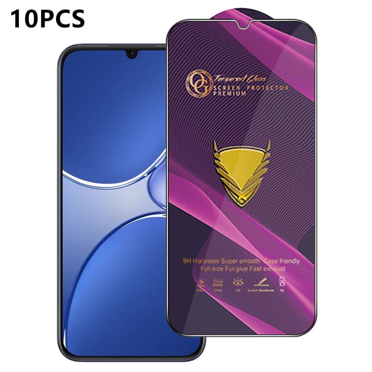 10pcs OG Purple Large-Arc Anti-Static High-Alumina Screen-Printed HD Tempered Glass Film, For Realme C100i 4G, For Realme C100x 4G, For Realme C100 5G, For Realme Narzo 100 Lite 5G, For Realme P4 Lite 5G, For Realme Note 80 4G, For Realme C83 5G       ...