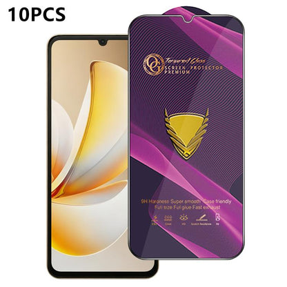 10pcs OG Purple Large-Arc Anti-Static High-Alumina Screen-Printed HD Tempered Glass Film, For Realme C100i 4G, For Realme C100x 4G, For Realme C100 5G, For Realme Narzo 100 Lite 5G, For Realme P4 Lite 5G, For Realme Note 80 4G, For Realme C83 5G       ...