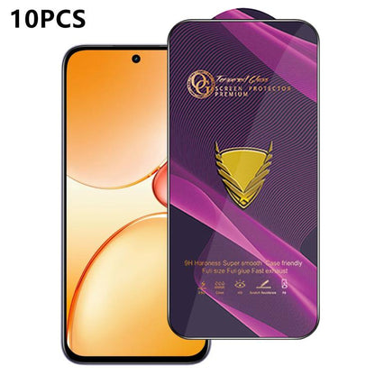 10pcs OG Purple Large-Arc Anti-Static High-Alumina Screen-Printed HD Tempered Glass Film, For Realme C100i 4G, For Realme C100x 4G, For Realme C100 5G, For Realme Narzo 100 Lite 5G, For Realme P4 Lite 5G, For Realme Note 80 4G, For Realme C83 5G       ...