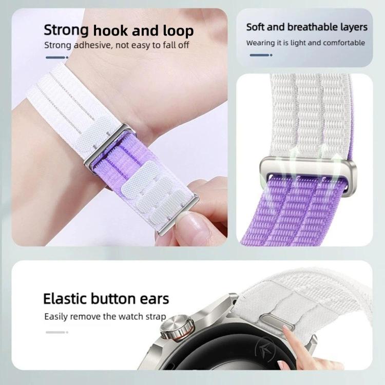 Quick Release Press Button Two Section Breathable Nylon Loop Watch Band, 18mm, 20mm, 22mm