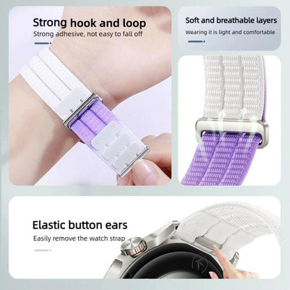 Quick Release Press Button Two Section Breathable Nylon Loop Watch Band, 18mm, 20mm, 22mm