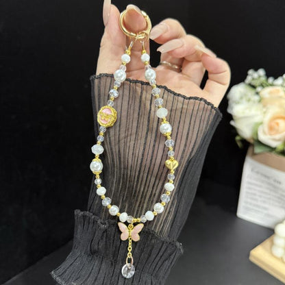 Gold Tiny Butterfly Water Drop Crystal Chain, White, Purple, Pink, Blue