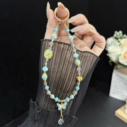 Gold Tiny Butterfly Water Drop Crystal Chain, White, Purple, Pink, Blue