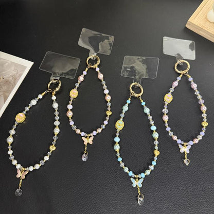 Gold Tiny Butterfly Water Drop Crystal Chain, White, Purple, Pink, Blue