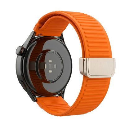 Mountain Pattern Loop Magnetic Buckle Silicone Watch Band, 22mm, 20mm