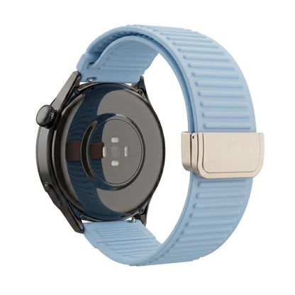 Mountain Pattern Loop Magnetic Buckle Silicone Watch Band, 22mm, 20mm