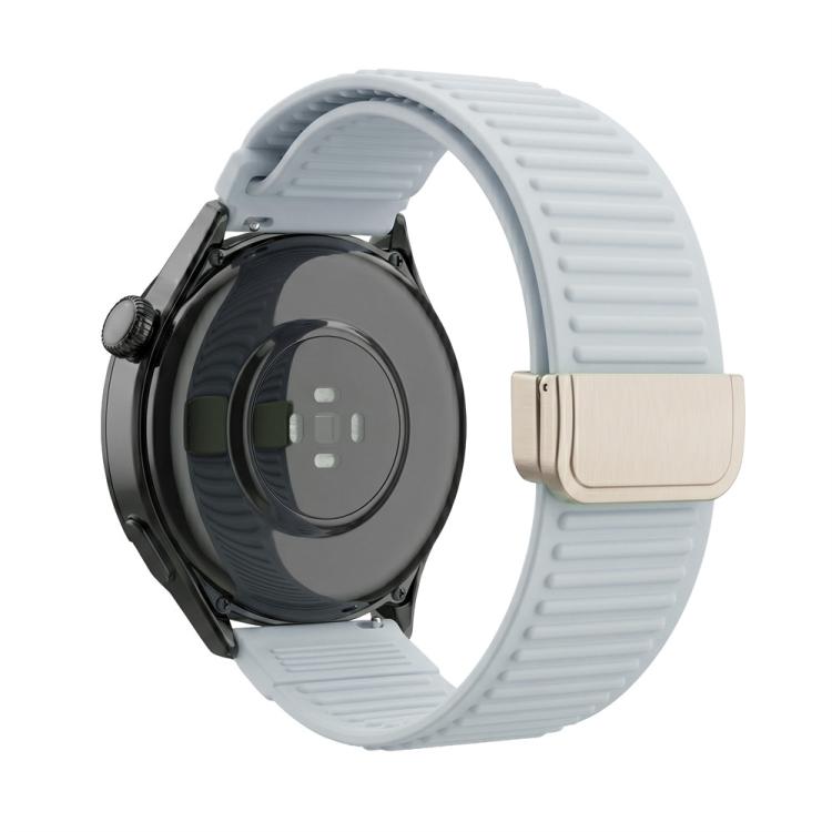 Mountain Pattern Loop Magnetic Buckle Silicone Watch Band, 22mm, 20mm