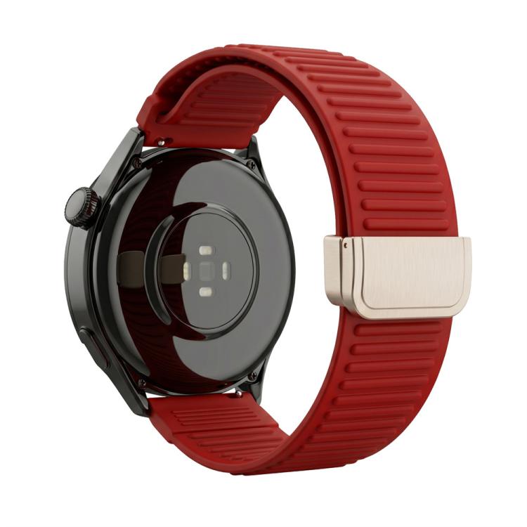 Mountain Pattern Loop Magnetic Buckle Silicone Watch Band, 22mm, 20mm