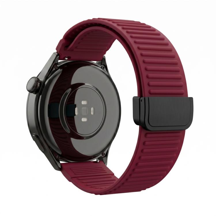Mountain Pattern Loop Magnetic Buckle Silicone Watch Band, 22mm, 20mm