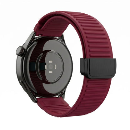 Mountain Pattern Loop Magnetic Buckle Silicone Watch Band, 22mm, 20mm