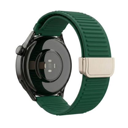 Mountain Pattern Loop Magnetic Buckle Silicone Watch Band, 22mm, 20mm