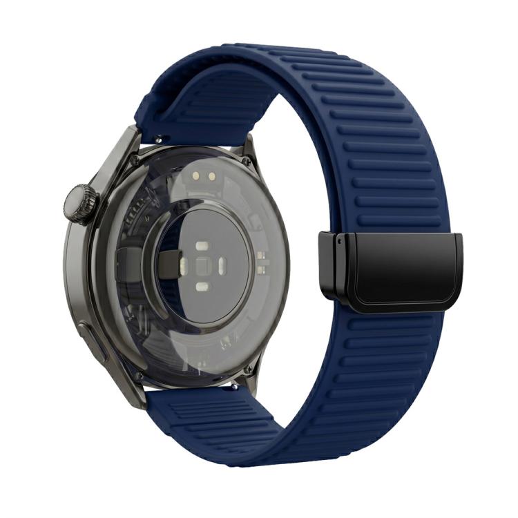 Mountain Pattern Loop Magnetic Buckle Silicone Watch Band, 22mm, 20mm