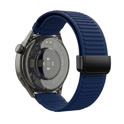 Mountain Pattern Loop Magnetic Buckle Silicone Watch Band, 22mm, 20mm