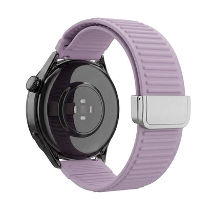 Mountain Pattern Loop Magnetic Buckle Silicone Watch Band, 22mm, 20mm