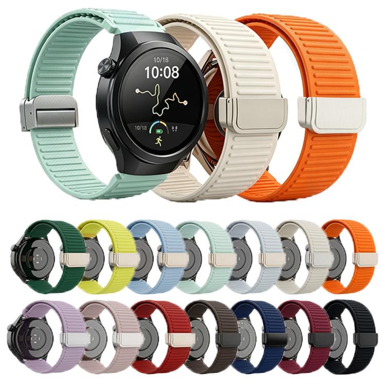 Mountain Pattern Loop Magnetic Buckle Silicone Watch Band, 22mm, 20mm
