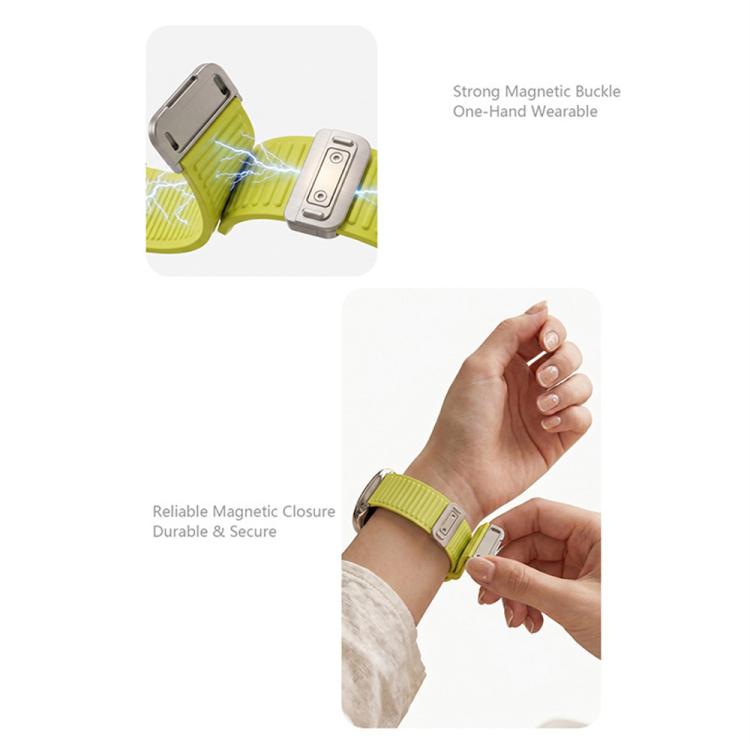 Mountain Pattern Loop Magnetic Buckle Silicone Watch Band, 22mm, 20mm