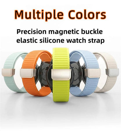 Mountain Pattern Loop Magnetic Buckle Silicone Watch Band, 22mm, 20mm