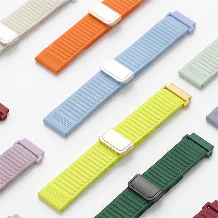 Mountain Pattern Loop Magnetic Buckle Silicone Watch Band, 22mm, 20mm