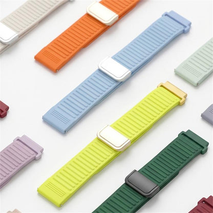 Mountain Pattern Loop Magnetic Buckle Silicone Watch Band, 22mm, 20mm