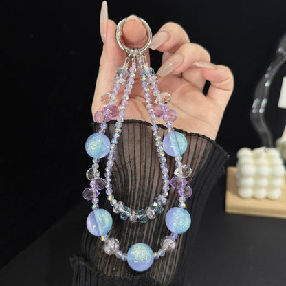 Gold Sand Large Bead Double Layer Crystal Chain, Blue, Pink