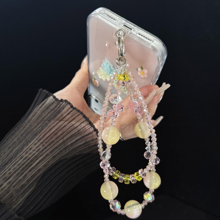 Gold Sand Large Bead Double Layer Crystal Chain, Blue, Pink