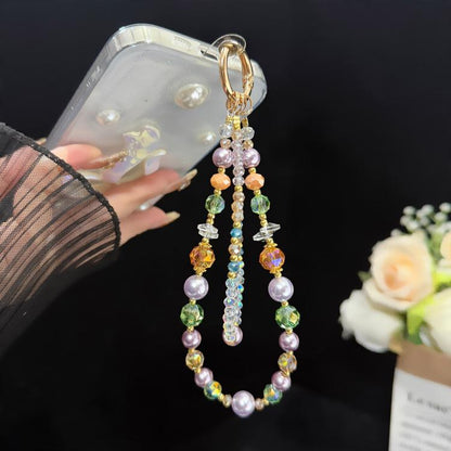 Glass Pearl Double Layer Crystal Chain, Blue, Purple, White