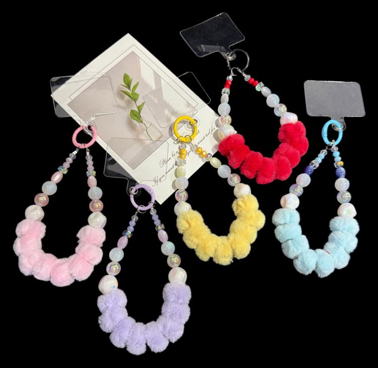 Plush Candy Crystal Beaded Chain, Blue, Purple, Red, Yellow, Pink