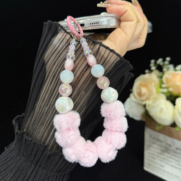 Plush Candy Crystal Beaded Chain, Blue, Purple, Red, Yellow, Pink