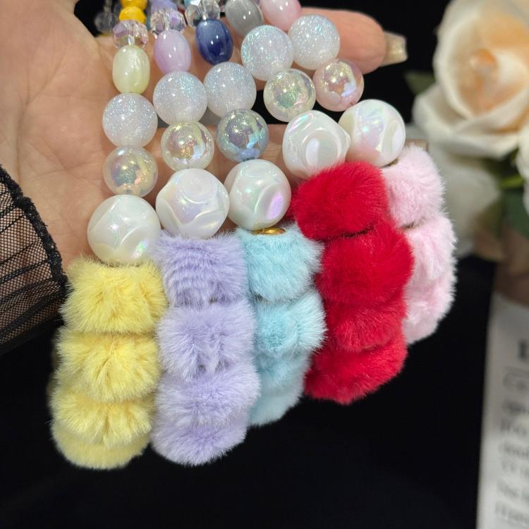 Plush Candy Crystal Beaded Chain, Blue, Purple, Red, Yellow, Pink