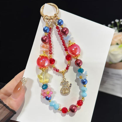 Colorful Floral Money Pouch Double Layer Chain, Blue, Red, Pink