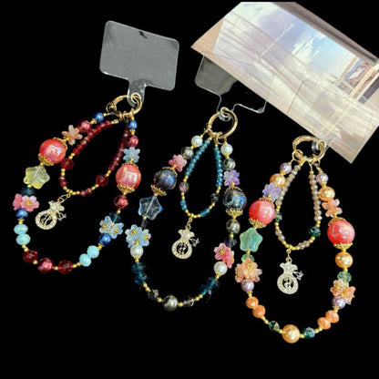 Colorful Floral Money Pouch Double Layer Chain, Blue, Red, Pink