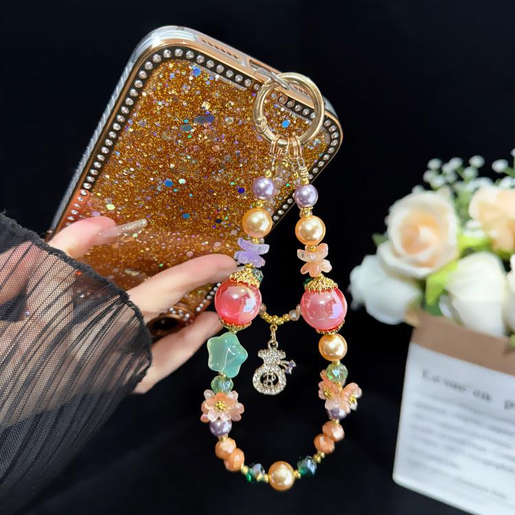 Colorful Floral Money Pouch Double Layer Chain, Blue, Red, Pink