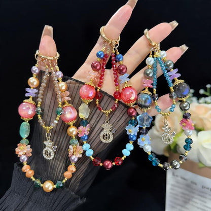 Colorful Floral Money Pouch Double Layer Chain, Blue, Red, Pink