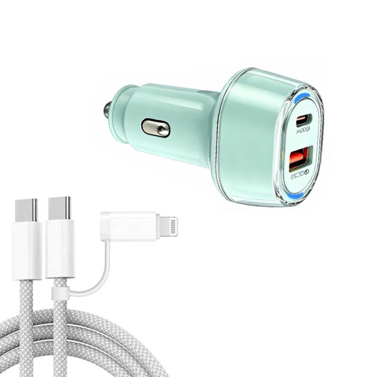 P78 55W PD3.0 + QC3.0 USB Car Charger with Type-C to 8 Pin / Type-C Data Cable, with Cable
