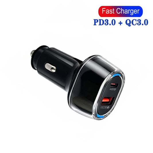 P78 55W PD3.0 + QC3.0 USB Car Charger with Type-C to 8 Pin / Type-C Data Cable, with Cable