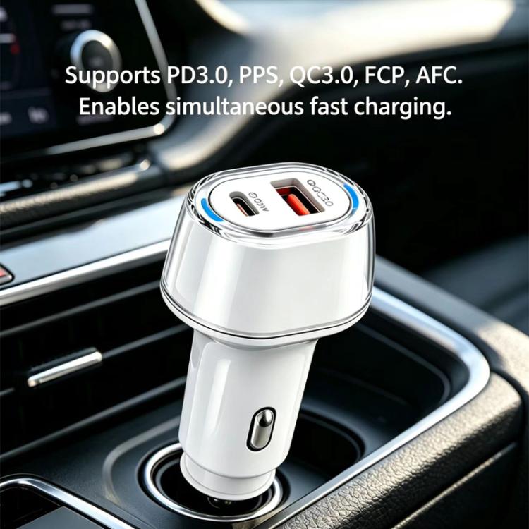 P78 55W PD3.0 + QC3.0 USB Car Charger with Type-C to 8 Pin / Type-C Data Cable, with Cable