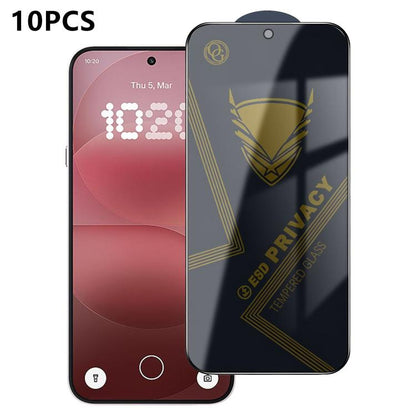 10pcs OG Golden Armor Anti-Static High-Aluminium Screen-Printed Privacy Tempered Glass Film, For Nothing Phone 4a Pro, For Nothing Phone 4a, For Nothing Phone 3a, For Nothing Phone 3a Pro
