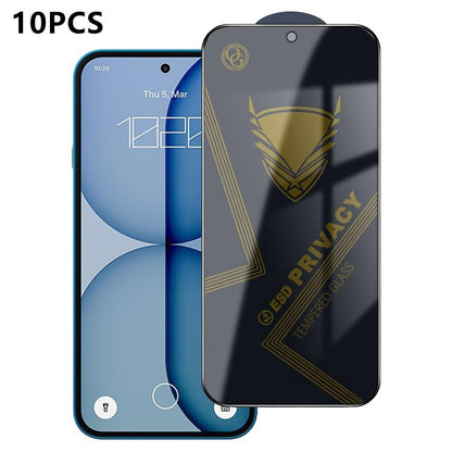 10pcs OG Golden Armor Anti-Static High-Aluminium Screen-Printed Privacy Tempered Glass Film, For Nothing Phone 4a Pro, For Nothing Phone 4a, For Nothing Phone 3a, For Nothing Phone 3a Pro