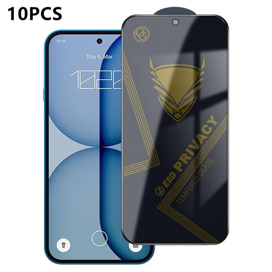 10pcs OG Golden Armor Anti-Static High-Aluminium Screen-Printed Privacy Tempered Glass Film, For Nothing Phone 4a Pro, For Nothing Phone 4a, For Nothing Phone 3a, For Nothing Phone 3a Pro