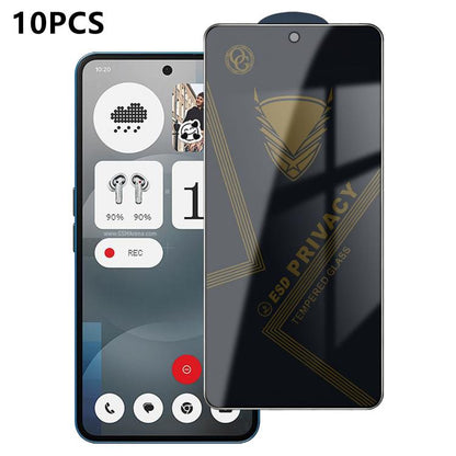 10pcs OG Golden Armor Anti-Static High-Aluminium Screen-Printed Privacy Tempered Glass Film, For Nothing Phone 4a Pro, For Nothing Phone 4a, For Nothing Phone 3a, For Nothing Phone 3a Pro