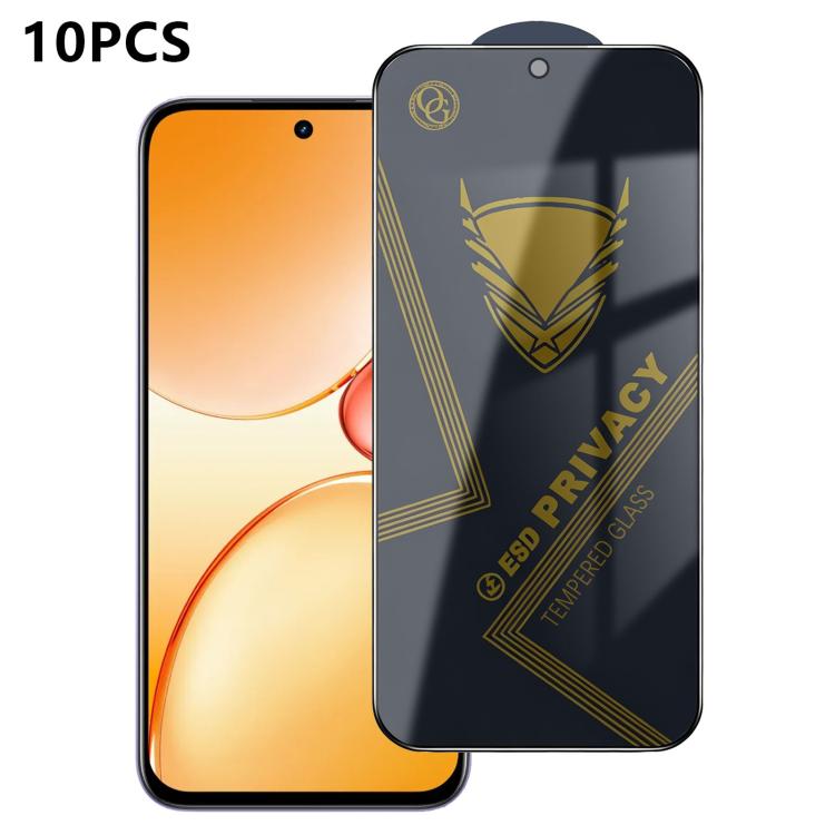 10pcs OG Golden Armor Anti-Static High-Aluminium Screen-Printed Privacy Tempered Glass Film, For Realme Note 80 4G, For Realme C83 5G, For Realme P4 Lite 4G, For Realme C85 4G, For Realme 16 5G, For Realme 16 Pro 5G, For Realme GT 8 Pro Global         ...