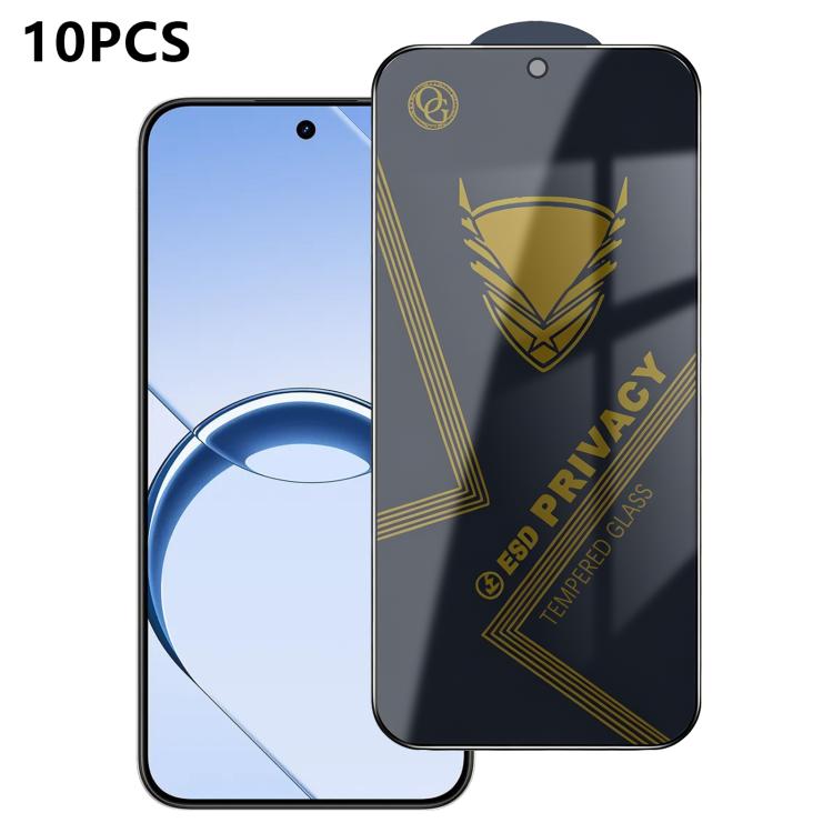 10pcs OG Golden Armor Anti-Static High-Aluminium Screen-Printed Privacy Tempered Glass Film, For Realme Note 80 4G, For Realme C83 5G, For Realme P4 Lite 4G, For Realme C85 4G, For Realme 16 5G, For Realme 16 Pro 5G, For Realme GT 8 Pro Global         ...