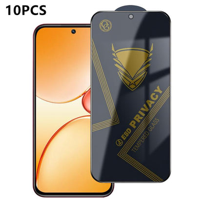 10pcs OG Golden Armor Anti-Static High-Aluminium Screen-Printed Privacy Tempered Glass Film, For Realme Note 80 4G, For Realme C83 5G, For Realme P4 Lite 4G, For Realme C85 4G, For Realme 16 5G, For Realme 16 Pro 5G, For Realme GT 8 Pro Global         ...
