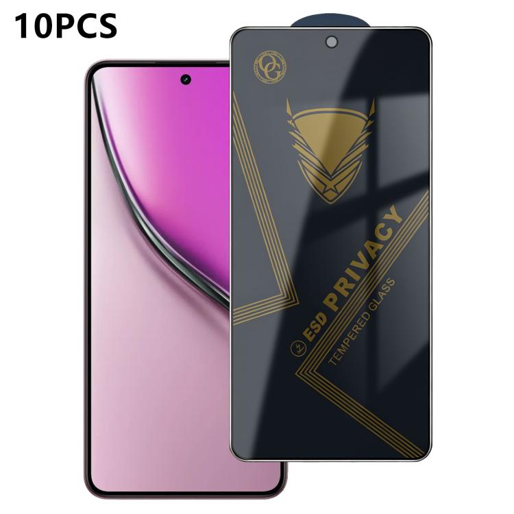 10pcs OG Golden Armor Anti-Static High-Aluminium Screen-Printed Privacy Tempered Glass Film, For Realme Note 80 4G, For Realme C83 5G, For Realme P4 Lite 4G, For Realme C85 4G, For Realme 16 5G, For Realme 16 Pro 5G, For Realme GT 8 Pro Global         ...