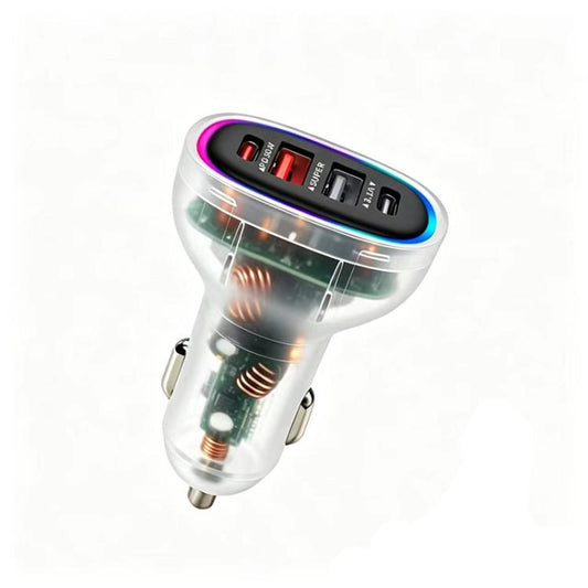 P54 75W PD3.0 USB-C x 2+USB x 2 Multi Protocol Car Charger, without Cable