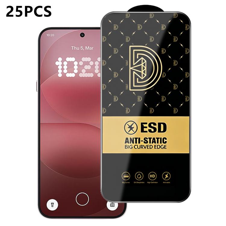 25pcs Royal Diamond Anti-Static Screen-Printed HD Tempered Glass Film, For Nothing Phone 4a Pro, For Nothing Phone 4a, For Nothing Phone 3a, For Nothing Phone 3a Pro